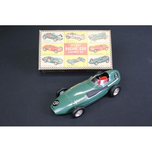 270 - Four boxed Merit Racing Car Assembly Kit models, all built to a good standard, includes Vanwall, 195... 