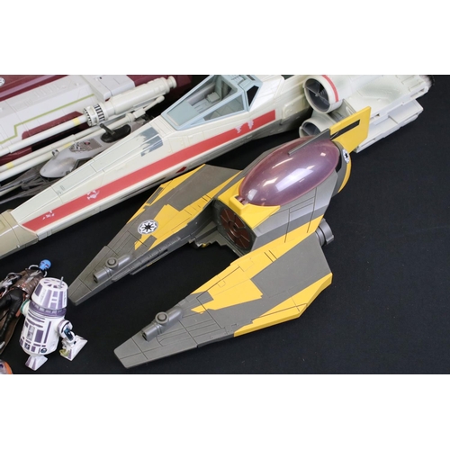 276 - Collection of Star Wars vehicles & figures, circa 2000's. to include around 28 Hasbro figures (Darth... 