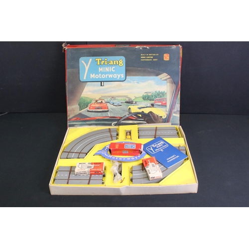 279 - Boxed Triang Minic Motorways Set M.1501 B with two slot cars (featuring a boxed M.1567 3.4 Jaguar) a... 