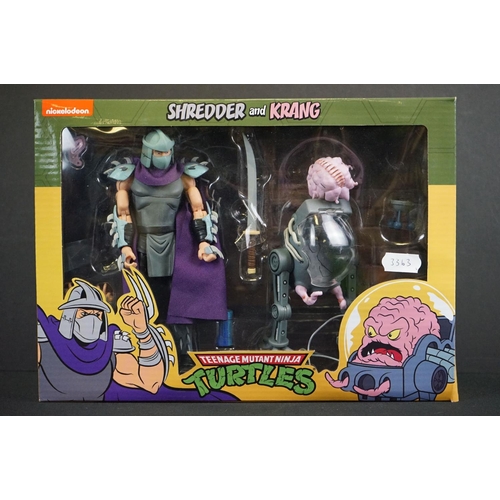 202 - Two boxed Neca Teenage Mutant Ninja Turtles TMNT figure sets to include Shredder and Krang and Foot ... 