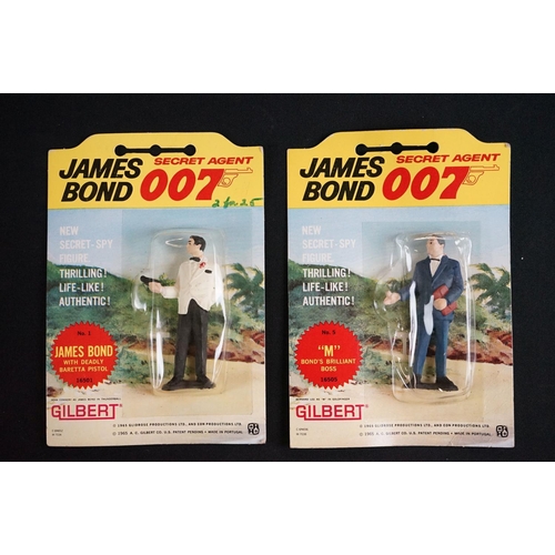 221 - James Bond - 13 Carded Gilbert James Bond 007 Secret Agent 1960's plastic figures & models to includ... 