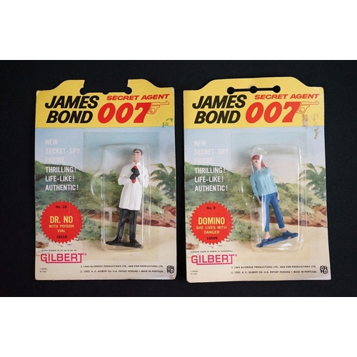 221 - James Bond - 13 Carded Gilbert James Bond 007 Secret Agent 1960's plastic figures & models to includ... 