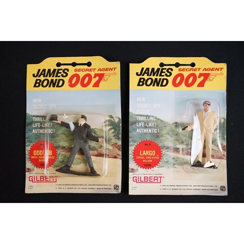 221 - James Bond - 13 Carded Gilbert James Bond 007 Secret Agent 1960's plastic figures & models to includ... 