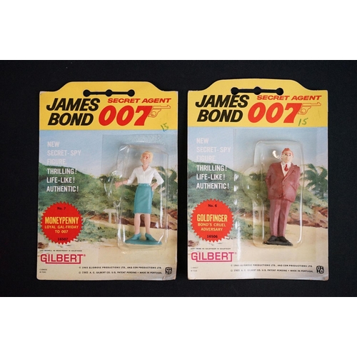 221 - James Bond - 13 Carded Gilbert James Bond 007 Secret Agent 1960's plastic figures & models to includ... 