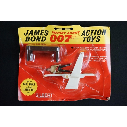 221 - James Bond - 13 Carded Gilbert James Bond 007 Secret Agent 1960's plastic figures & models to includ... 