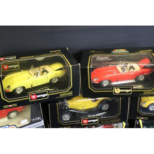 1231 - Eight boxed 1/80 diecast models to include 6 x Burago (2 x Gold featuring Jaguar E Cabriolet & Jagua... 