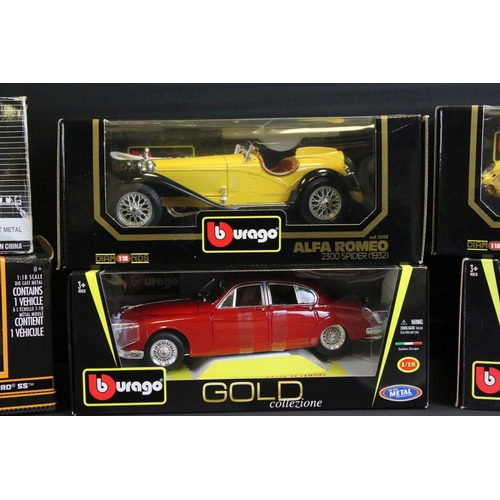 1231 - Eight boxed 1/80 diecast models to include 6 x Burago (2 x Gold featuring Jaguar E Cabriolet & Jagua... 