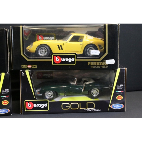 1231 - Eight boxed 1/80 diecast models to include 6 x Burago (2 x Gold featuring Jaguar E Cabriolet & Jagua... 