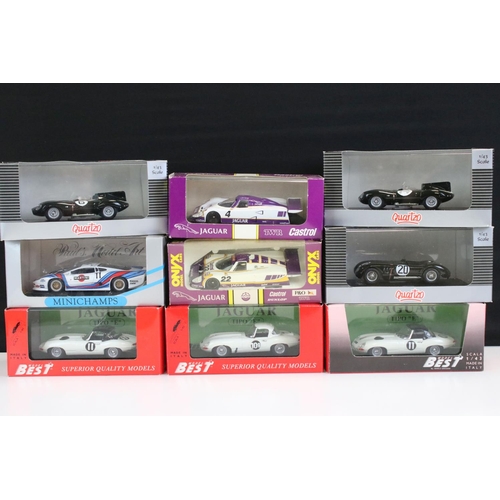 1233 - 14 Boxed / cased diecast racing car models, 1:43 scale or similar, to include 4 x Best Model, 3 x Vi... 