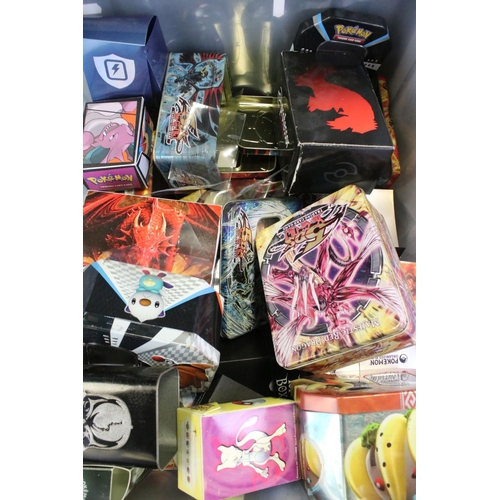 1583 - Pokémon Trading Cards - Large quantity of Pokemon, Yu Gi Oh & unmarked card sleeves, tins, boxes, et... 