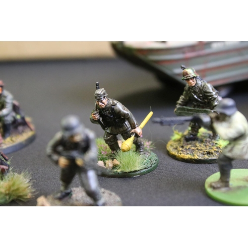 177 - Strategy Gaming - Quantity of metal & plastic painted military figures & vehicles to include Warlord... 