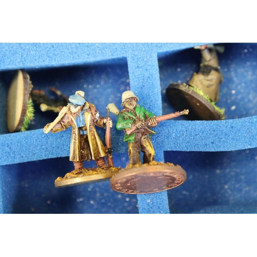 177 - Strategy Gaming - Quantity of metal & plastic painted military figures & vehicles to include Warlord... 