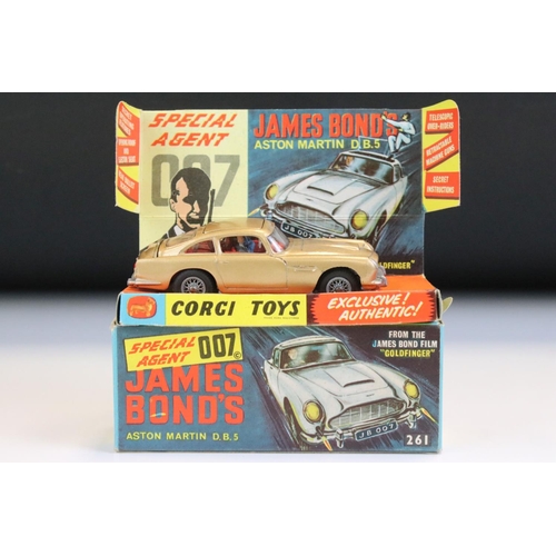 1386 - Boxed Corgi 261 James Bond 007 Aston Martin DB5 diecast model with ejector figure and secret instruc... 