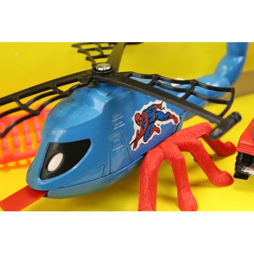 1387 - Boxed Corgi 23 Spiderman diecast model set complete with Spidercopter, Spiderbuggy and Spiderbike, d... 