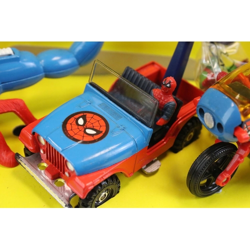 1387 - Boxed Corgi 23 Spiderman diecast model set complete with Spidercopter, Spiderbuggy and Spiderbike, d... 