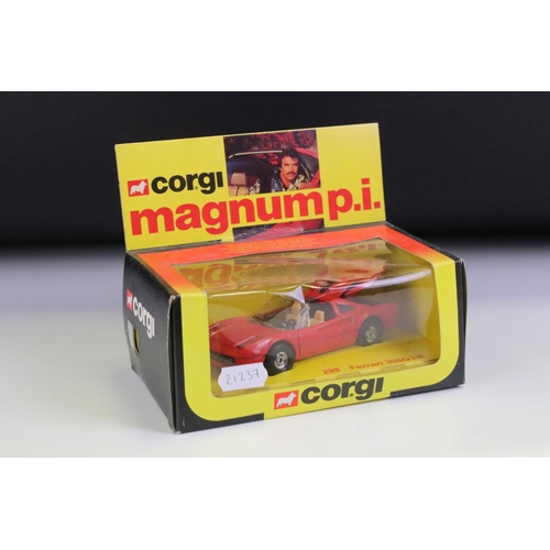 1394 - Boxed Corgi 298 Magnum PI Ferrari 308 GTS diecast model, diecast ex, box with creasing to backing ca... 