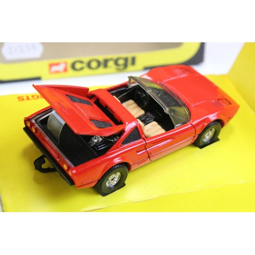 1394 - Boxed Corgi 298 Magnum PI Ferrari 308 GTS diecast model, diecast ex, box with creasing to backing ca... 