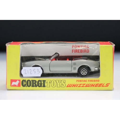 1400 - Boxed Corgi Whizzwheels 343 Pontiac Firebird diecast model 7in silver with black, red interior, mini... 