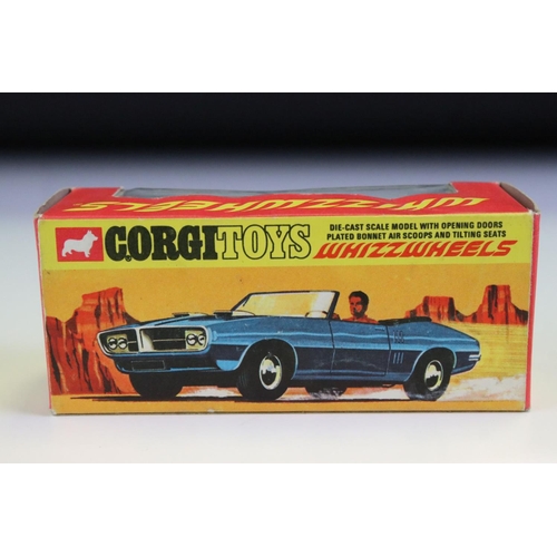 1400 - Boxed Corgi Whizzwheels 343 Pontiac Firebird diecast model 7in silver with black, red interior, mini... 