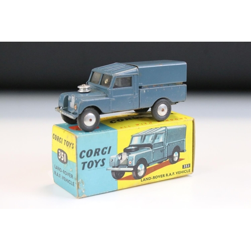 1403 - Boxed Corgi 351 Land Rover RAF Vehicle diecast model, shows paint wear and loss, fair-gd box