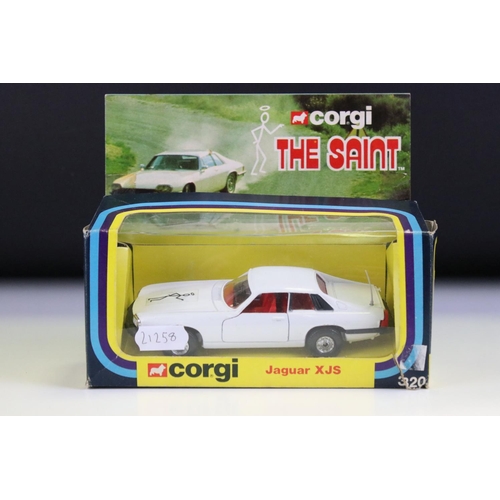 1408 - Boxed Corgi 320 The Saint Jaguar XJS diecast model, diecast ex, box gd with reglue required, small t... 