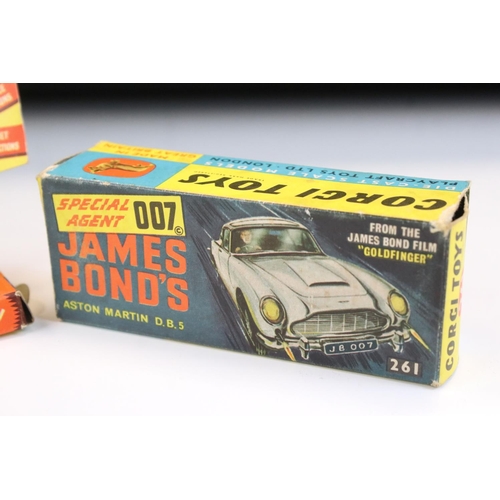 1410 - Boxed Corgi 261 James Bond Aston Martin DB5 diecast model with 2 x ejector figures and secret instru... 