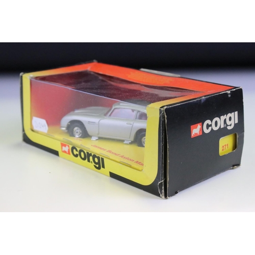 1412 - Boxed Corgi 271 James Bond 007 Aston Martin diecast model, diecast excellent with 2 x ejector figure... 