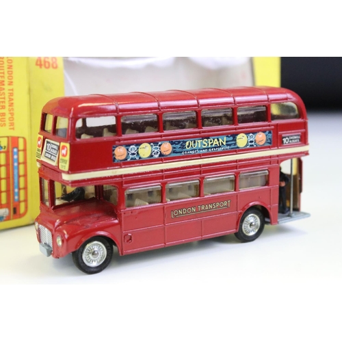 1415 - Two boxed Corgi 468 London Transport Routemaster Bus diecast models, both variant boxes and decals, ... 