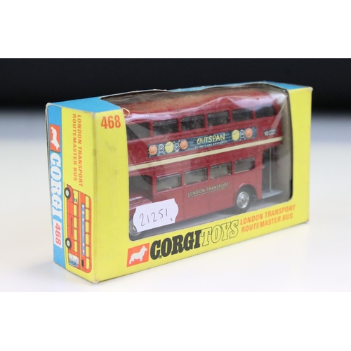 1415 - Two boxed Corgi 468 London Transport Routemaster Bus diecast models, both variant boxes and decals, ... 