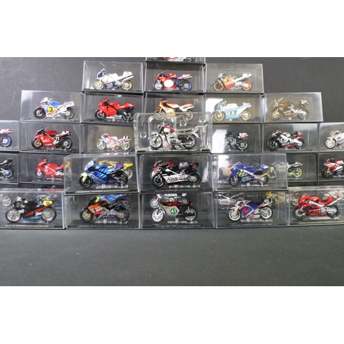 1201 - Around 46 cased diecast model motorbikes, made in China, vg