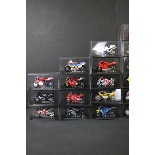 1201 - Around 46 cased diecast model motorbikes, made in China, vg