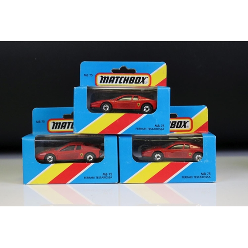 1295 - Ex Shop Stock - 20 Boxed Matchbox diecast models all in yellow/red stripe blue boxes to include 12 x... 