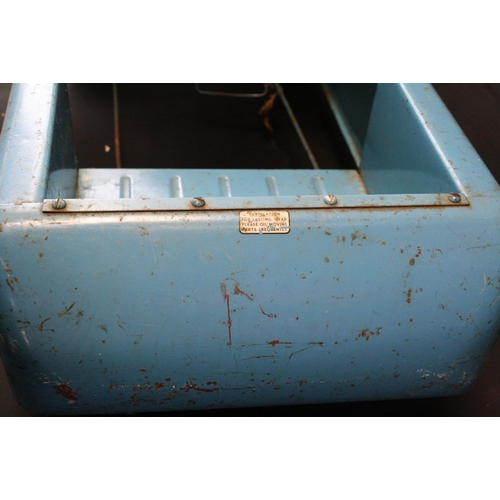 228 - Original Triang pedal car in blue with white detailing to bonnet, showing rusty marks but gd weather... 