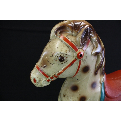 232 - 1960s Mobo metal rocking horse in dapple grey on red frame, shows wear but gd overall condition