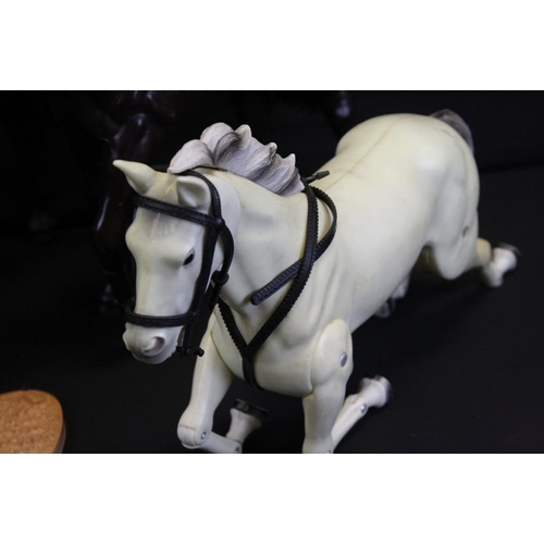 319 - Gabriel Lone Ranger ' Silver ' horse figure with saddle, reigns and base (base a/f), together with t... 