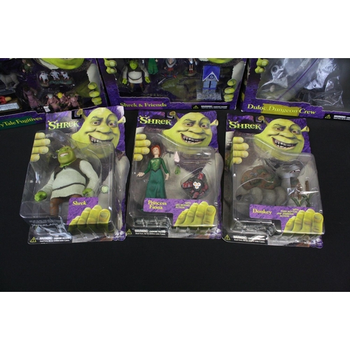 341 - Six boxed / carded McFarlane figures and sets to include Shrek, Donkey (bubble lift), Princess Fiona... 