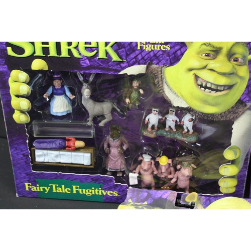 341 - Six boxed / carded McFarlane figures and sets to include Shrek, Donkey (bubble lift), Princess Fiona... 