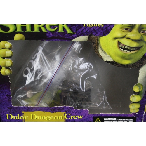 341 - Six boxed / carded McFarlane figures and sets to include Shrek, Donkey (bubble lift), Princess Fiona... 