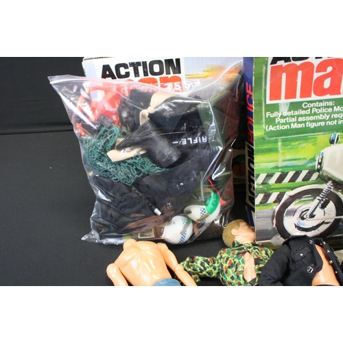 345 - Action Man - Quantity of Palitoy Action Man to include boxed Police Motorcycle, boxed Armoured Jeep,... 