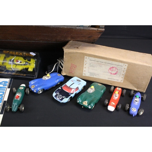 348 - Scalextric - Eight mid 20th C onwards slot cars to include 2 x cased examples (C134 Renault RS-01, C... 