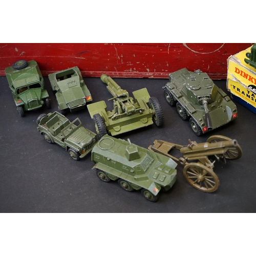 1291 - Three boxed Dinky Supertoys diecast military models to include 660 Tank Transporter (yellow box lid)... 