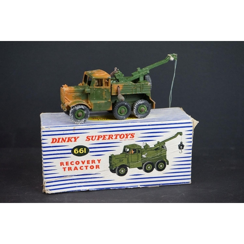 1291 - Three boxed Dinky Supertoys diecast military models to include 660 Tank Transporter (yellow box lid)... 