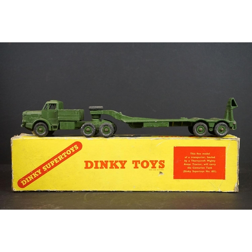 1291 - Three boxed Dinky Supertoys diecast military models to include 660 Tank Transporter (yellow box lid)... 