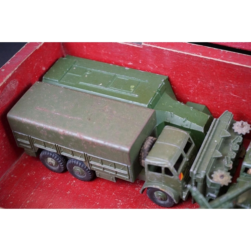 1291 - Three boxed Dinky Supertoys diecast military models to include 660 Tank Transporter (yellow box lid)... 