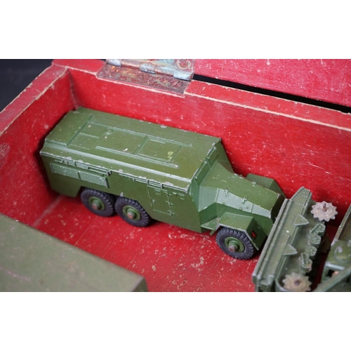 1291 - Three boxed Dinky Supertoys diecast military models to include 660 Tank Transporter (yellow box lid)... 