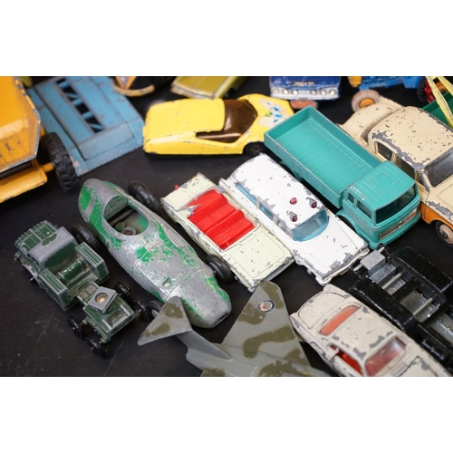 1293B - Around 65 mostly mid 20th C play worn diecast models to include Dinky, Corgi, Budgie and Matchbox ex... 