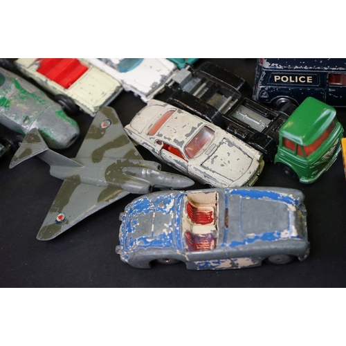 1293B - Around 65 mostly mid 20th C play worn diecast models to include Dinky, Corgi, Budgie and Matchbox ex... 