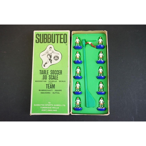 302 - Subbuteo - Four boxed teams, circa 1970s, to include  Leeds Utd, Coventry City, England & 175 Haiti,... 