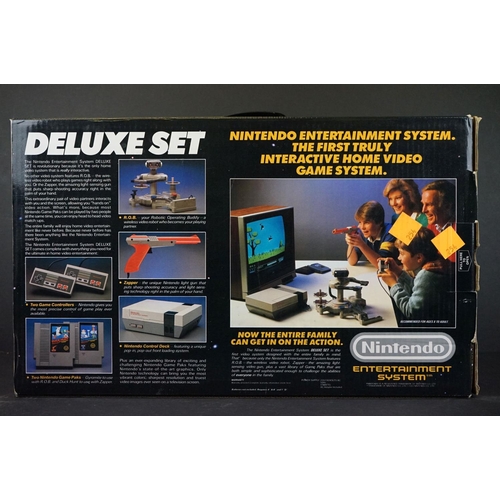 385 - Retro Gaming - Boxed Nintendo NES Deluxe Set with Duck Hunt game plus a boxed NES Advantage