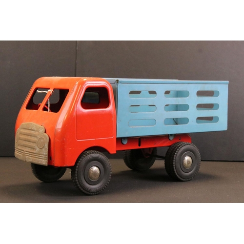 290 - Three Triang tin plate models to include Triang Transport tipper truck with green cab & chassis, and... 